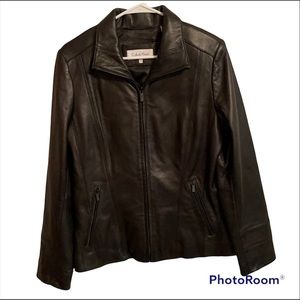Large Calvin Klein 100% Leather jacket cost womens